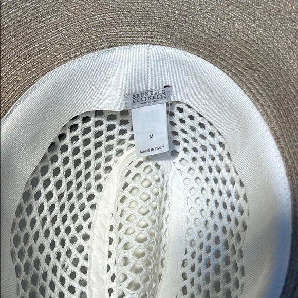 Brunello Cucinelli White and Tan Mesh Hat - Picture 5 of 6